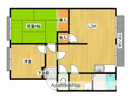 木橋ハイツ(2LDK/2階)の間取り写真