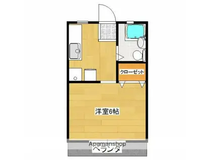 父夫山ハイツ(1K/2階)の間取り写真