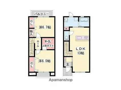 ルッソ スパジオ(2LDK/1階)の間取り写真