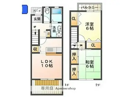 Tハイツ(2LDK/1階)の間取り写真