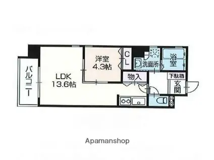 OA FLAT福沢(1LDK/5階)の間取り写真