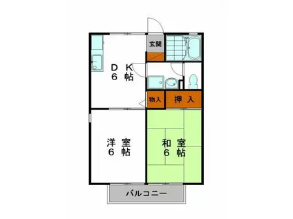 ハビテーションゆめさき(2DK/2階)の間取り写真