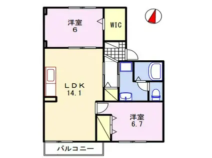 メゾンJUN(2LDK/2階)の間取り写真