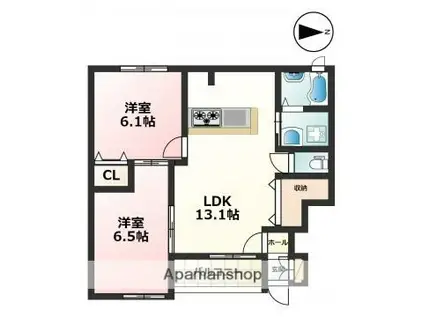 ルノン高浜(2LDK/1階)の間取り写真