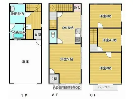 砥堀メゾネット(3LDK)の間取り写真