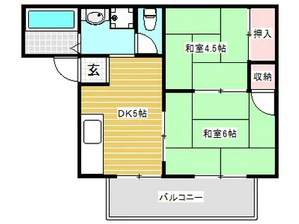 アーバン保城(2DK/1階)の間取り写真