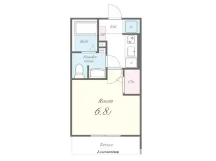 ハンプデンコート(1K/1階)の間取り写真