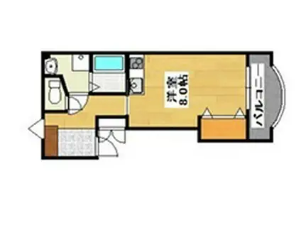 ハローハイツ(ワンルーム/1階)の間取り写真