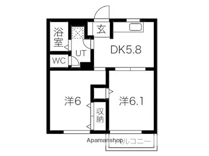 ファミール蓼野(2DK/2階)の間取り写真