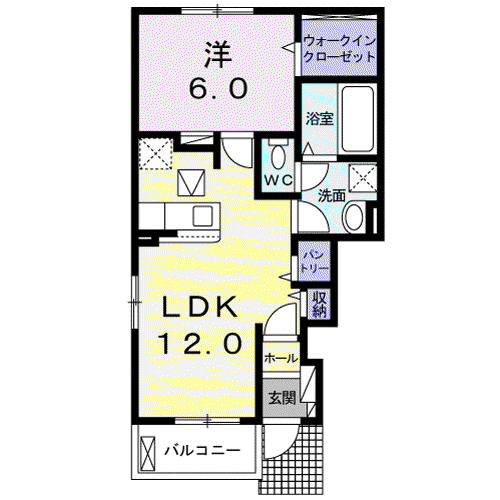 パン リーヴルⅡ(1LDK/1階)の間取り写真
