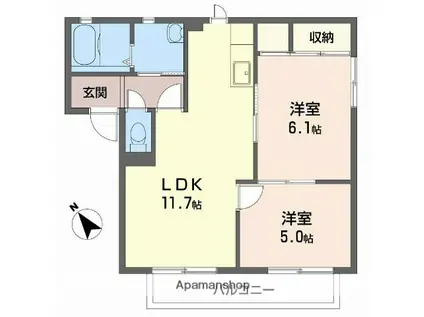 メゾン四季(2LDK/2階)の間取り写真