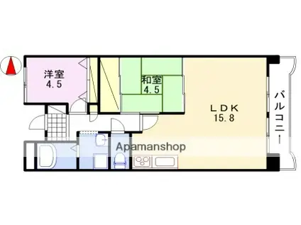 ジョイフル七松(2LDK/6階)の間取り写真