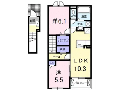 セントレジデンスⅠ(2LDK/2階)の間取り写真