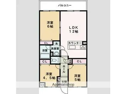 アルコ・ラ・カーサ姫路土山(3LDK/3階)の間取り写真