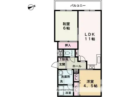 アルコ・ラ・カーサ姫路土山(2LDK/3階)の間取り写真