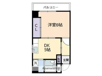 シャトー三和Ⅲ号館(1DK/3階)の間取り写真