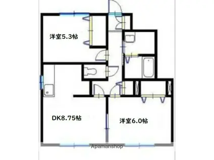 ウイング上郡(2LDK/1階)の間取り写真