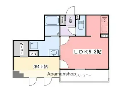 インタービレッジ船丘(1LDK/9階)の間取り写真
