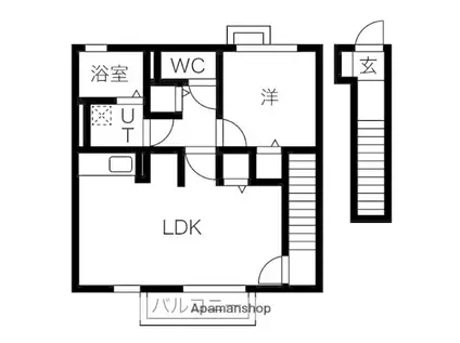 ピクシーヒルズ北平野(1LDK/2階)の間取り写真