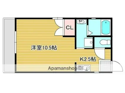 ハイネス花北(ワンルーム/2階)の間取り写真