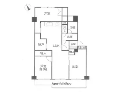 藤和しらさぎハイタウンA棟(3SLDK/2階)の間取り写真
