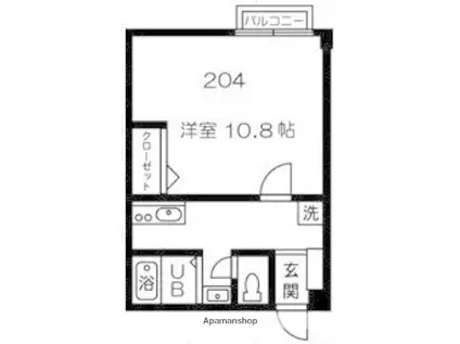 エトランス書写(1K/2階)の間取り写真