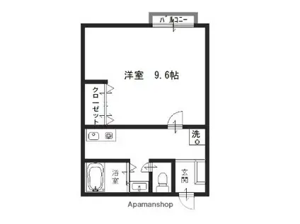 エトランス書写(1K/1階)の間取り写真