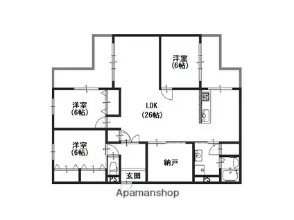 スクエアメゾン姫路城前(3SLDK/2階)の間取り写真