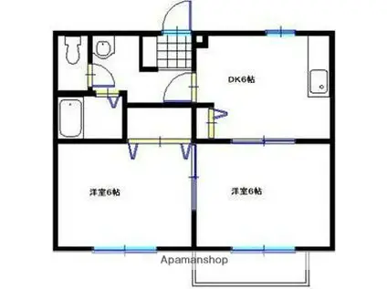 ブルーベリーファーム(2DK/2階)の間取り写真