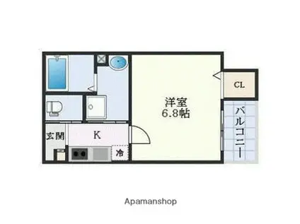 ALEGRIA飾磨(1K/2階)の間取り写真