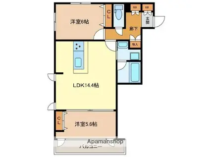 OA FLATⅠ(2LDK/2階)の間取り写真