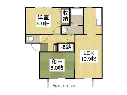 JAハイツ中西(2LDK/1階)の間取り写真