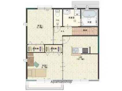 リエート余部B棟(2LDK/2階)の間取り写真