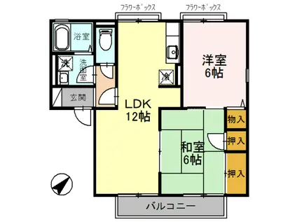 サティ宝殿(2LDK/2階)の間取り写真