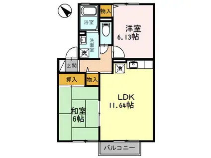 グランベールⅠ(2LDK/2階)の間取り写真