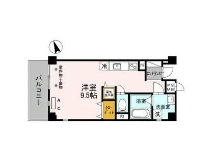 サクシード姫路駅南(ワンルーム/4階)の間取り写真