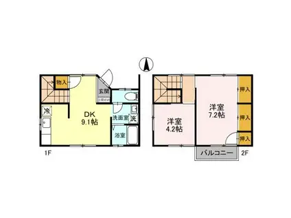 ツインサルビア(2DK/2階)の間取り写真