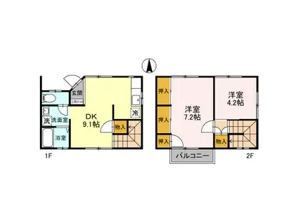 ツインサルビア(2DK/2階)の間取り写真