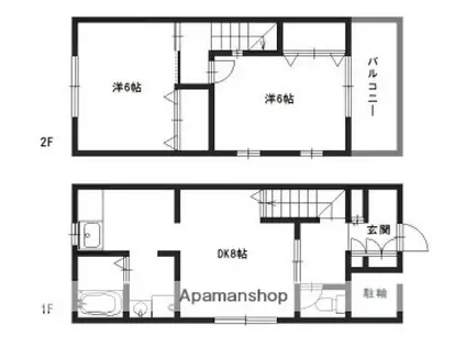 御立中貸家3号室(2DK)の間取り写真