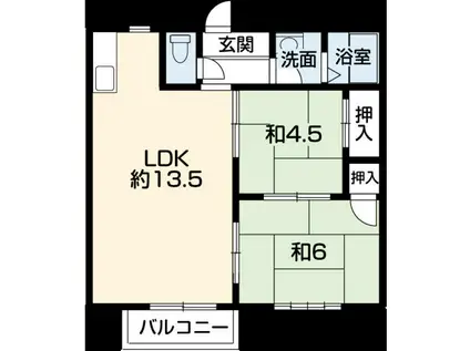 VANROCK勝原駅前(2LDK/2階)の間取り写真