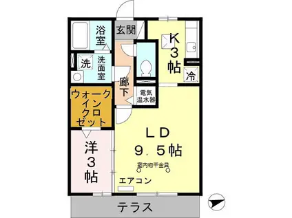 ラフレシール A棟(1LDK/1階)の間取り写真