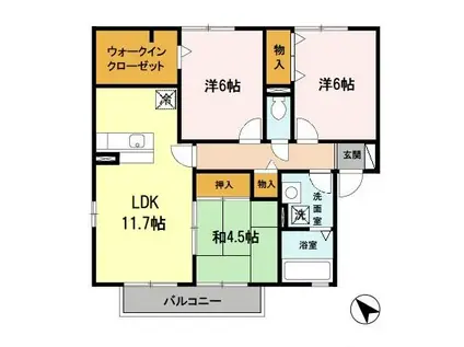 ハッピーロード佐土(3LDK/2階)の間取り写真