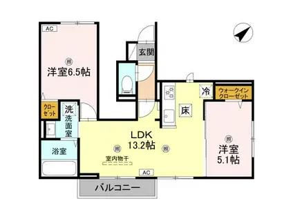 TORISIA八代(2LDK/1階)の間取り写真