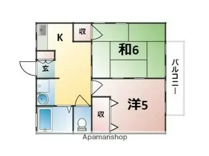 エステートピア・ルンビニーF(2K/2階)の間取り写真