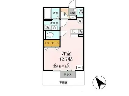 グランマーシーマサノ B棟(ワンルーム/1階)の間取り写真