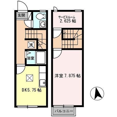 リースランド北条宮の町 B(1DK)の間取り写真