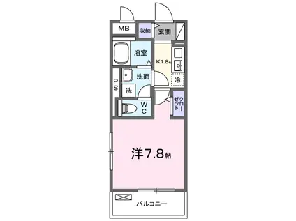 ミステル(1K/2階)の間取り写真