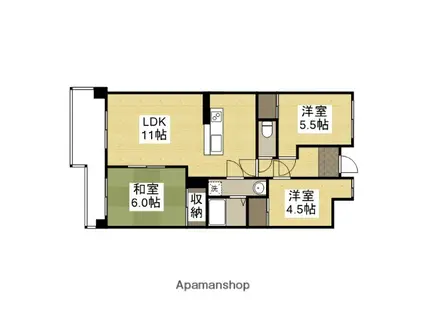 シティガーデン広畑(3LDK/4階)の間取り写真