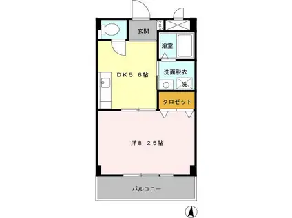 ヴァンクレールⅠ(1DK/4階)の間取り写真