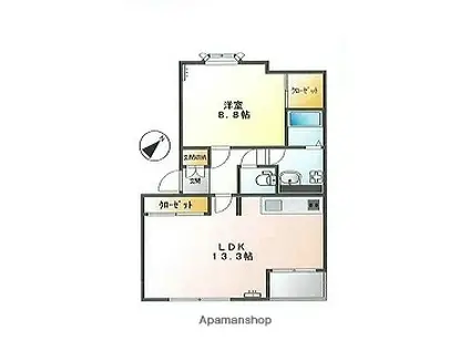 スカイドリーム(1LDK/1階)の間取り写真